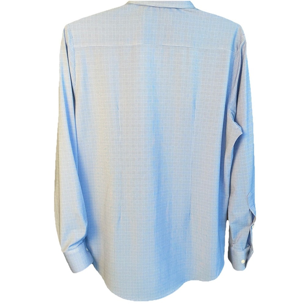 Mizzen+Main Leeward Dress Shirt Medium Standard Fit Blue Glen‎ Plaid Stretch - Picture 3 of 8